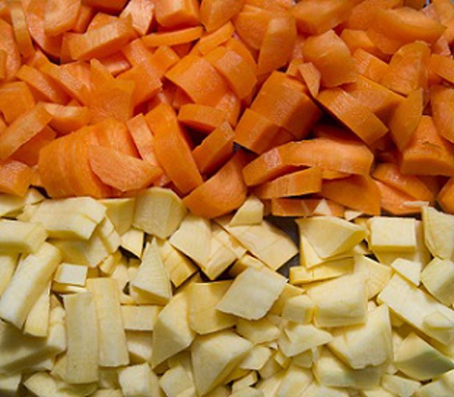 Chopped carrots and rutabaga Chopped carrots and rutabaga