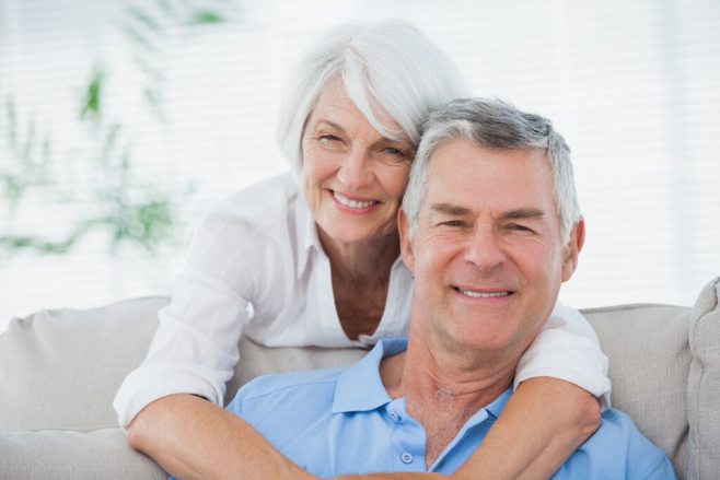 older husband and wife smile older husband and wife smile