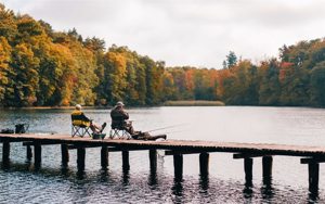 Two Seniors Enjoying The Peace Of Fishing Two Seniors Enjoying The Peace Of Fishing