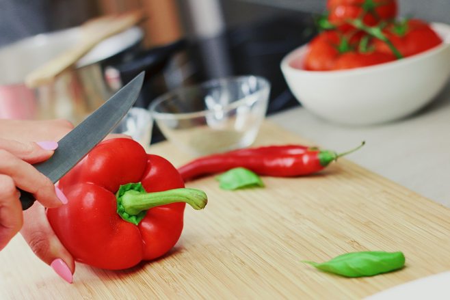 chopping bell pepper chopping bell pepper