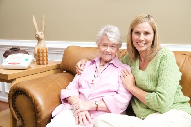 mom and daughter on couch