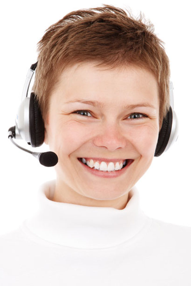 Smiling phone operator Smiling phone operator