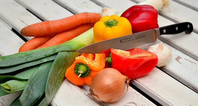 vegetables and knife